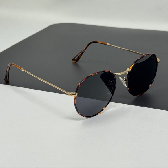 Sojos Sunglasses gold tortoise front polarized round - Picture 2 of 11